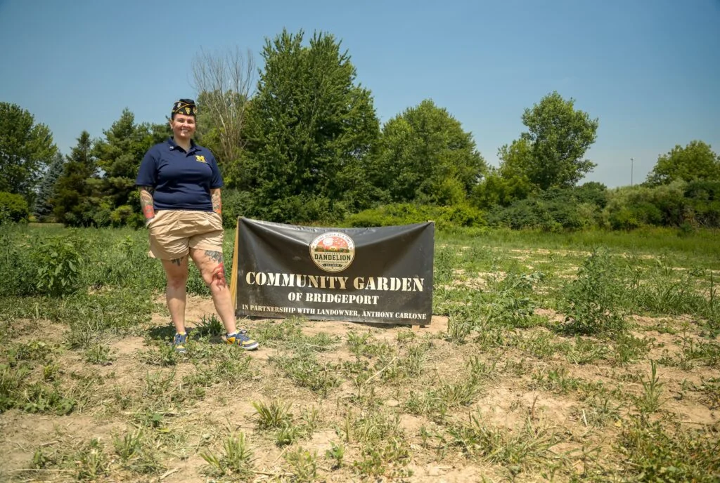 Kelly Parrott, a veteran and U-M graduate student, plans to turn an empty field near her house into a respite and source of nourishment for veterans. Image credit: Jeremy Marble, University of Michigan News